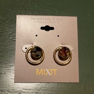 Mixit Gold Hoop Earrings with Multicolor Accents